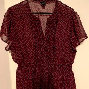 Torrid Kiss Print Peplum Blouse, Size 2